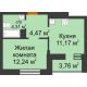 1 комнатная квартира 34,1 м² в ЖК Светлоград, дом Литер 15 - планировка