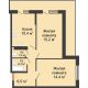 2 комнатная квартира 55,5 м² в ЖК SkyPark (Скайпарк), дом Литер 1, корпус 2, 1 этап - планировка